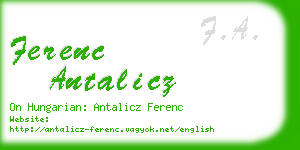 ferenc antalicz business card